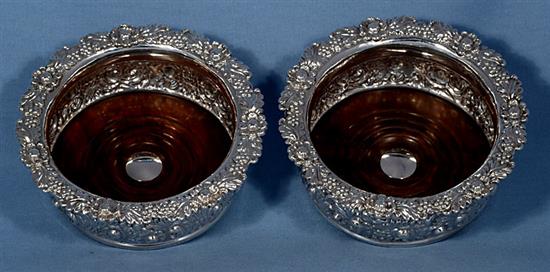 A large pair of George IV silver wine coasters, by John & Thomas Settle, diameter 174mm. Gross weight 23.5oz/736 grams